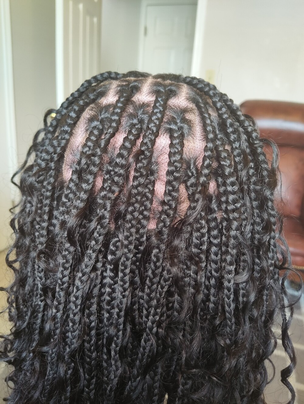 Full Lace 360 Braided Wig Black Human Hair Synthetic Braids Glueless Pre Plucked - Picture 9 of 13